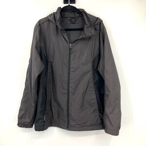 North End Black Full Zip Lightweight Mesh Lined Pocket Hood Packable Jacket Coat